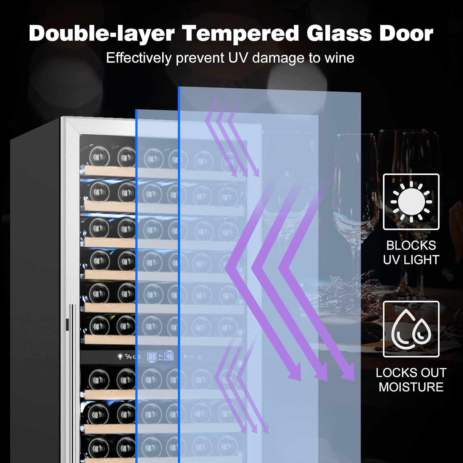 Tylza 24 Inch Wine Fridge Dual Zone, 180 Bottles Wine Cooler Refrigerator With Stainless Steel and Professional Compressor, Fast Cooling Low Noise and No Fog Built-in or Freestanding
