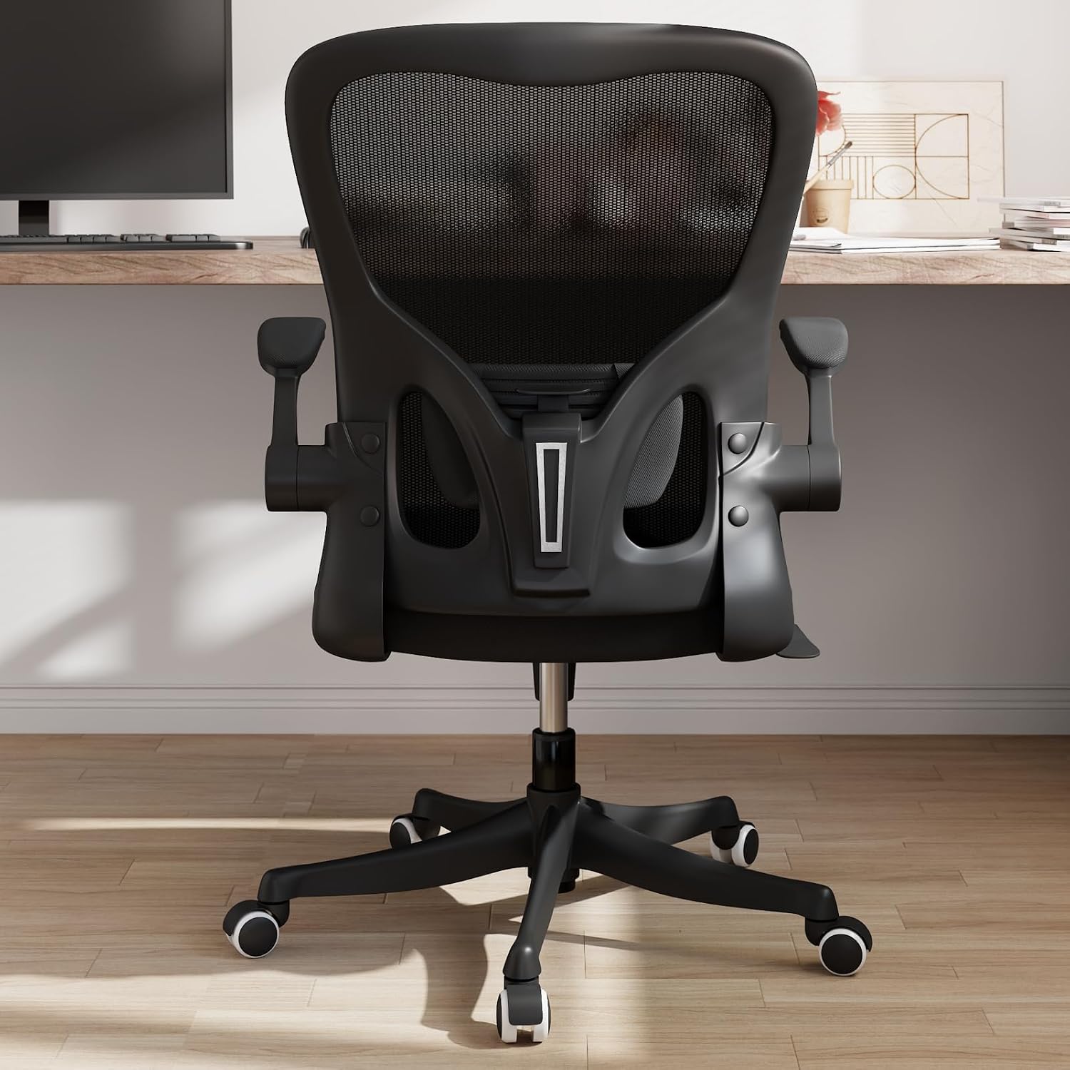 Monhey Office Chair Ergonomic Desk Chair with Lumbar Support&Headrest&Flip-up Arms Height Adjustable Rocking Swivel Computer Chair Multi-Angle from 90° to 125° with 350LBS Capacity