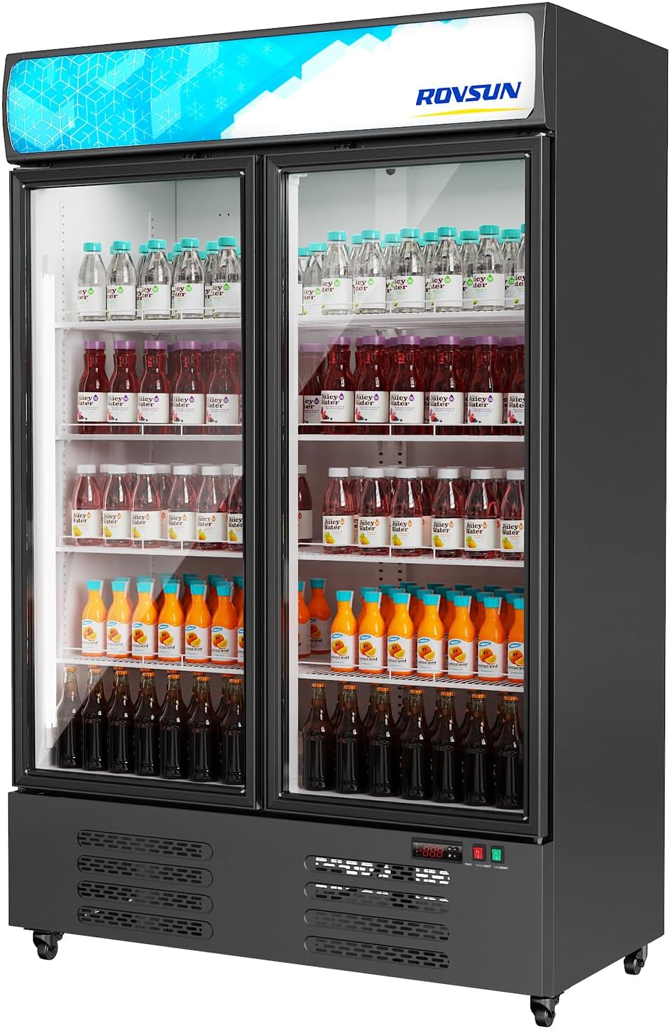 ROVSUN 35 Cu.Ft Commercial Beverage Refrigerator ETL NSF, Merchandiser Refrigerator Display Refrigerator Beverage Cooler Glass Door Fridge w/Adjustable Shelves LED Light for Bar Restaurant Cafe