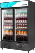 ROVSUN 35 Cu.Ft Commercial Beverage Refrigerator ETL NSF, Merchandiser Refrigerator Display Refrigerator Beverage Cooler Glass Door Fridge w/Adjustable Shelves LED Light for Bar Restaurant Cafe