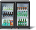 ICECASA 36' W Beverage Refrigerators 2 Glass Door Back Bar Refrigerator Commericial Undercounter cooler Wine Merchandiser 7.8 Cu.ft for Soda Beer