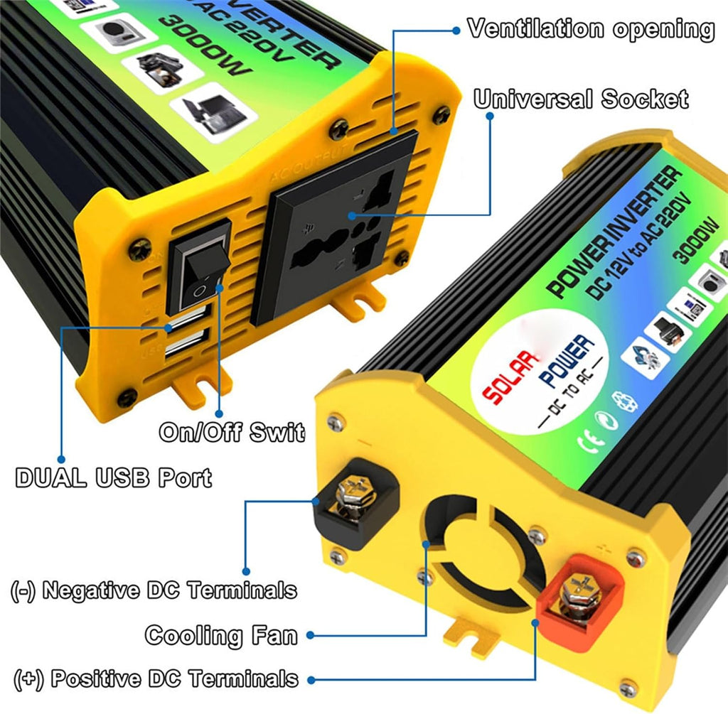 3000W Solar Generator Kit 12V to 110V/220V Intelligent Charging and Discharging Solar Inverter Generator Home Grid System 30A Controller + 18w18v Solar Panel (Color : Black, Size : 12V-220V)