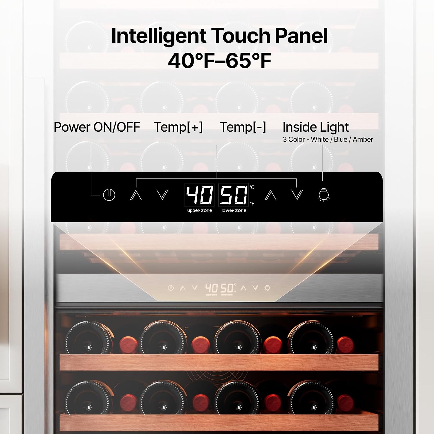 Ca'Lefort 90 Bottle Wine Fridge - 24 Inch Dual Zone Wine Cooler 40-65°F with Bottom Drawer, 10 Adjustable Shelves & 3 LED Lights, Energy Star Certified Built-in or Freestanding for Home/Bar/Kitchen