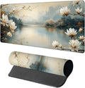 Flower Mouse Pad, Gaming Mouse Pad 60x32in, Desk Mat with Stitched Edges, Large Mousepad Waterproof, Gaming Accessories Keyboard Mat, Office Desk Accessories, for Gamer Computer Office, White 8-9879