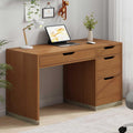 MaverickFurni 48 Inch Small Desk with 4 Drawers, Computer Desk with Storage File Drawer for Bedroom, Home Office Desk with Storage for Small Space, Brown
