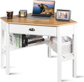 Goplus Topment Corner Desk with a Slide Out Drawer, Triangle Home Computer Desk, Writing Table with an Open Shelf, Freestanding Gaming Desk for Apartment, Office Workstation for Dorm, Laptop Desk