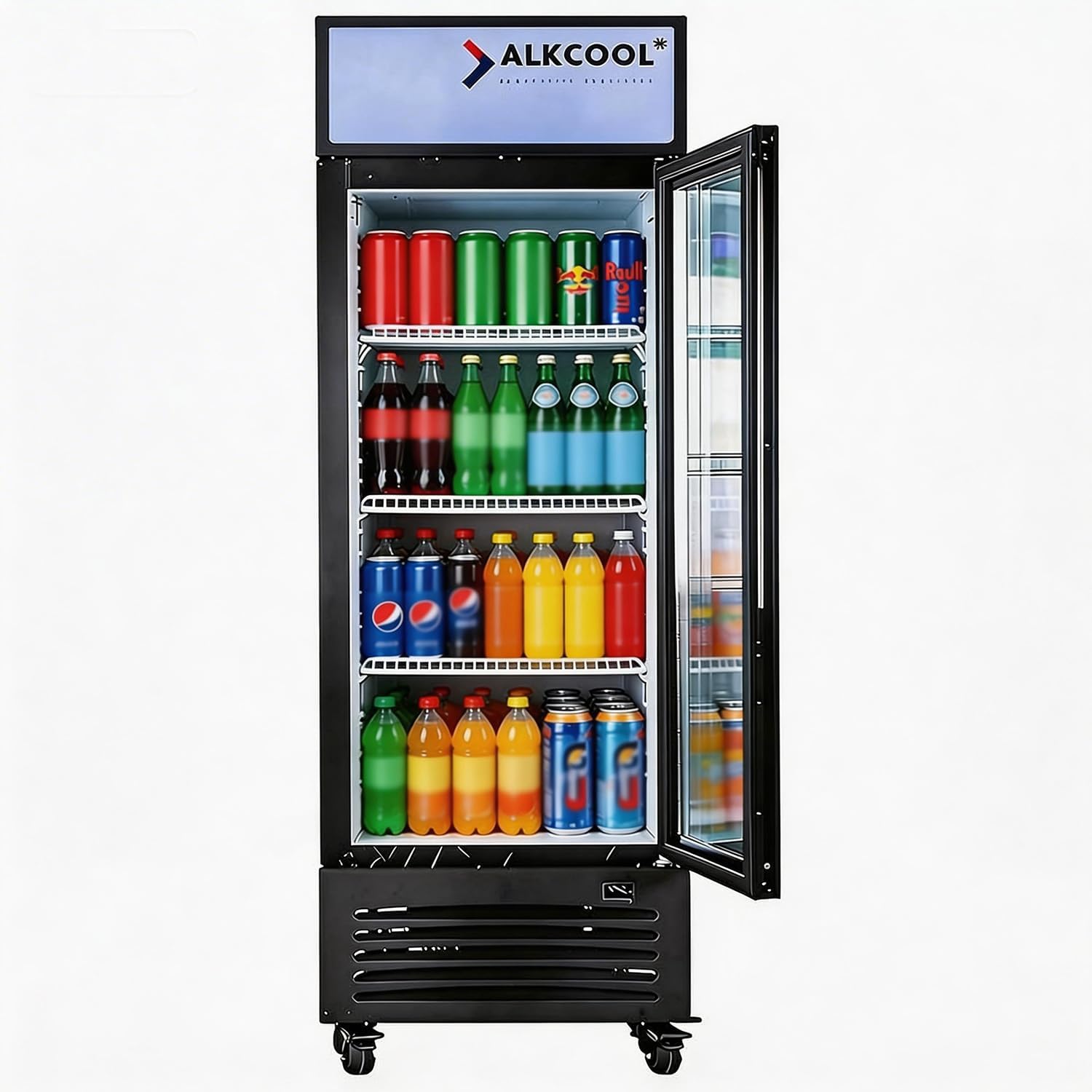 Commercial Beverage Refrigerator Display Fridge,9 Cu Ft Tall Small Single Door Merchandiser Drink Cooler with LED Light Adjustable Shelves,ETL Sanitation