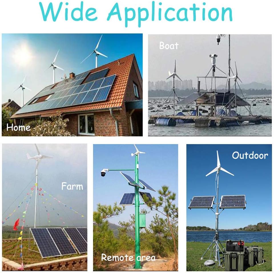 1000W Wind Turbine Generator Kit with 1000W Inverter: 5pcs 120W Flexible Solar Panel/400W 12V Wind Turbine/Solar Charge Controller/Wind Regulator/Cable/Connectors