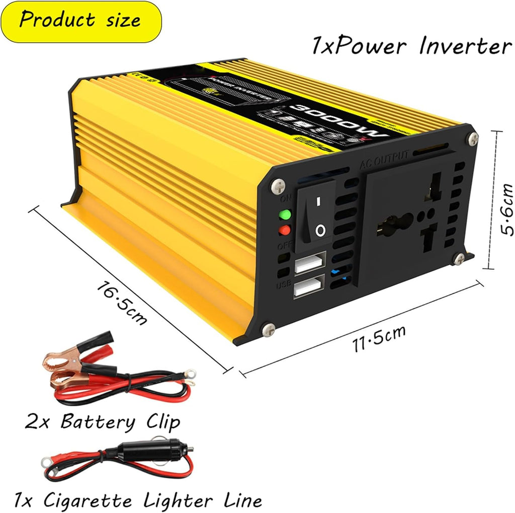 3000W Solar Power System Kit with 75W Folding Solar Panel, 12V to 220V Inverter, 50A Controller, Portable Solar Generator for Home and Outdoor Use (Yellow)
