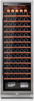 Ca'Lefort 166 Bottle Wine Fridge - 24 Inch 40-65°F Wine Cooler with Glass Door & Bottom Drawer, 14 Adjustable Shelves & 3 LED Lights, Energy Star Certified Built-in/Freestanding for Home/Bar/Kitchen