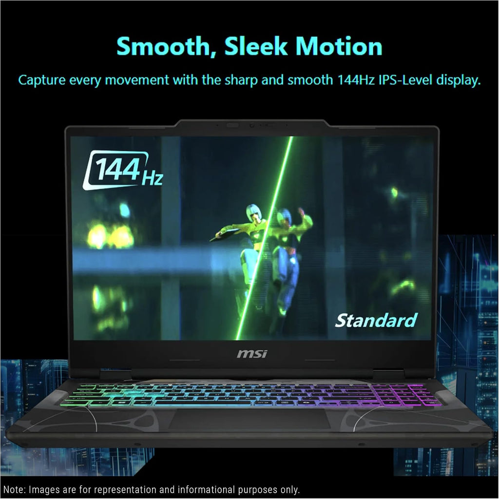 msi Cyborg 15 Gaming Laptop, Intel 7-240H, 64 GB DDR5 RAM, 2 TB PCIe SSD, 15.6' FHD (1920x1080) 144 Hz IPS Display, Nvidia G-Force RTX 5060, 4-Zone RGB Keyboard, W11 Home, Translucent Black