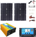 Solar Power System Set 36W Folding Solar Panel with Four USB Chargers + 3000W Power Inverter DC12V-110V/220V + 30A Solar Charge Controller(Yellow,12V-110V)