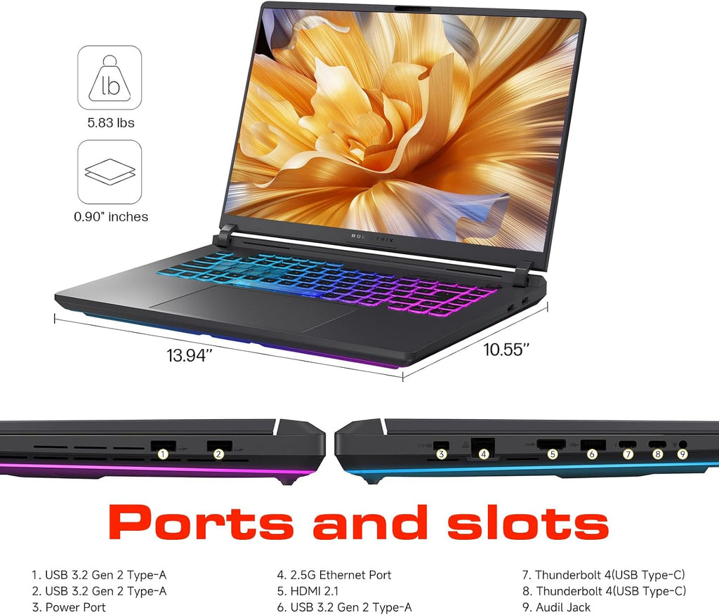 ASUS ROG Strix G16 Gaming Laptop, NVIDIA RTX 5060, Intel i7-14650HX, 16 inch 1920x1200 FHD+ 165Hz 3ms, WiFi 7, Dolby Atmos, Hires Audio, HD+ Cam, 64 GB DDR5, 1 TB SSD, Windows 11 Pro, Accessories