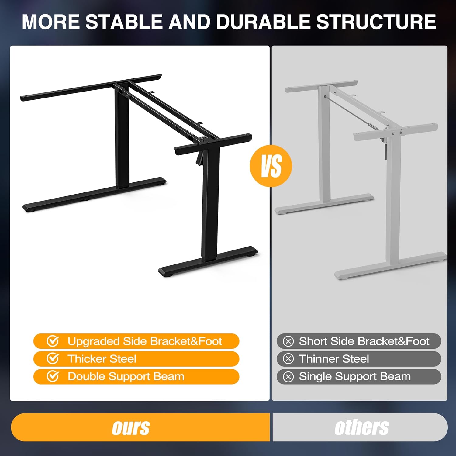 Muvai 59 Inch L Shaped Standing Desk Adjustable Height with Cable Management Tray,Gaming Electric Corner Standing Desk, Sit Stand Computer Table with Reversiable Splice Board, Black Carbon