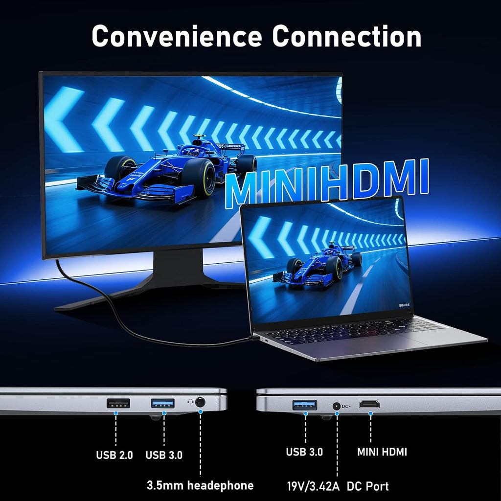 FUNYET Gaming Laptop, 16 inch Laptop Computer 2026 with Window 11 Pro, 16GB RAM 512GB SSD, Int 13th Gen N150 Processor(up to 3.6GHz), Backlit Keyboard, Mini HDMI, FHD 1920 * 1200