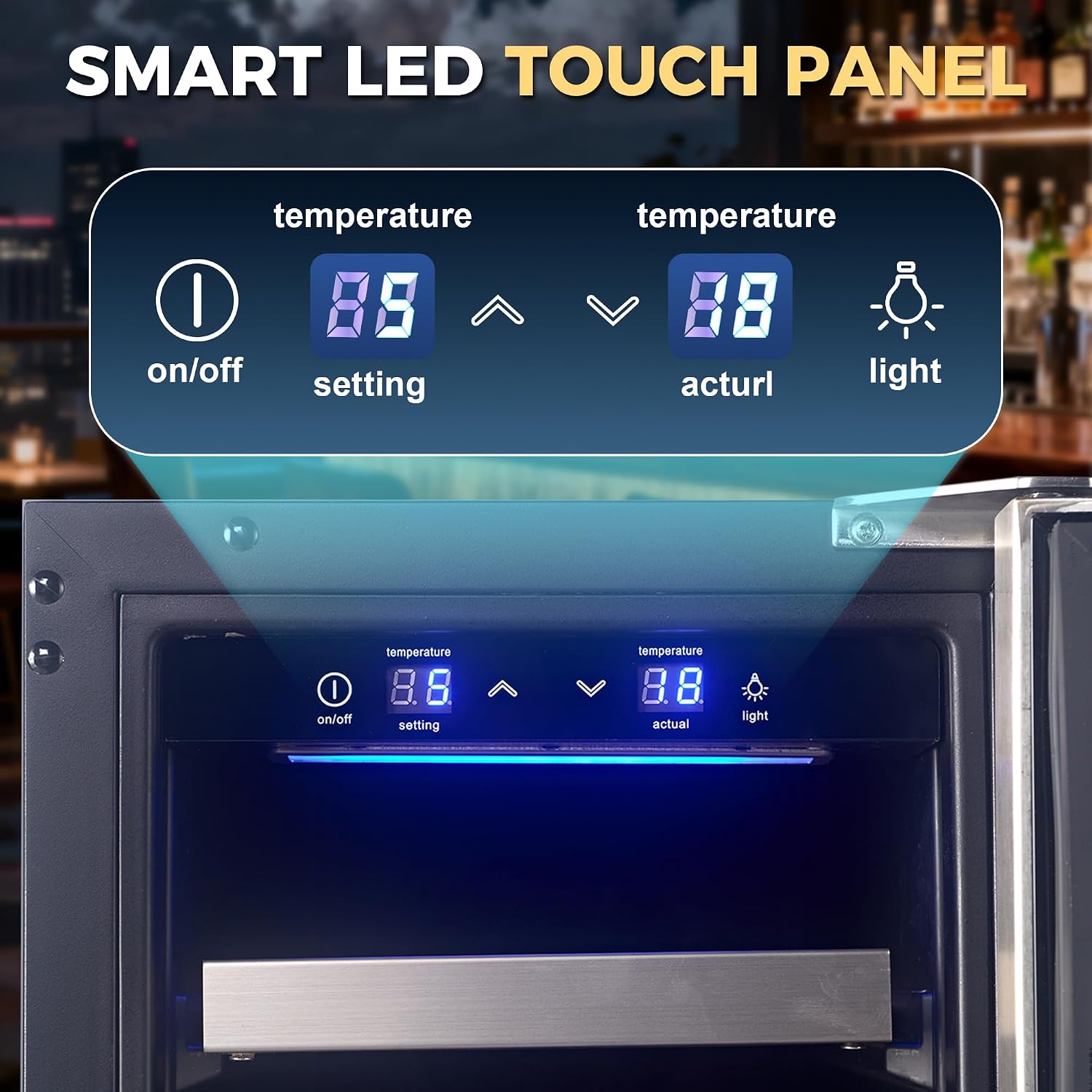 Iceblue Wine Fridge, 20 Bottles Wine Cooler Refrigerator, 41℉-72℉ Adjust Temperature Mini Fridge, Built-in Wine Refrigerator, Freestanding Beverage Refrigerator for Home, Office, Bar, Gift (Silver)