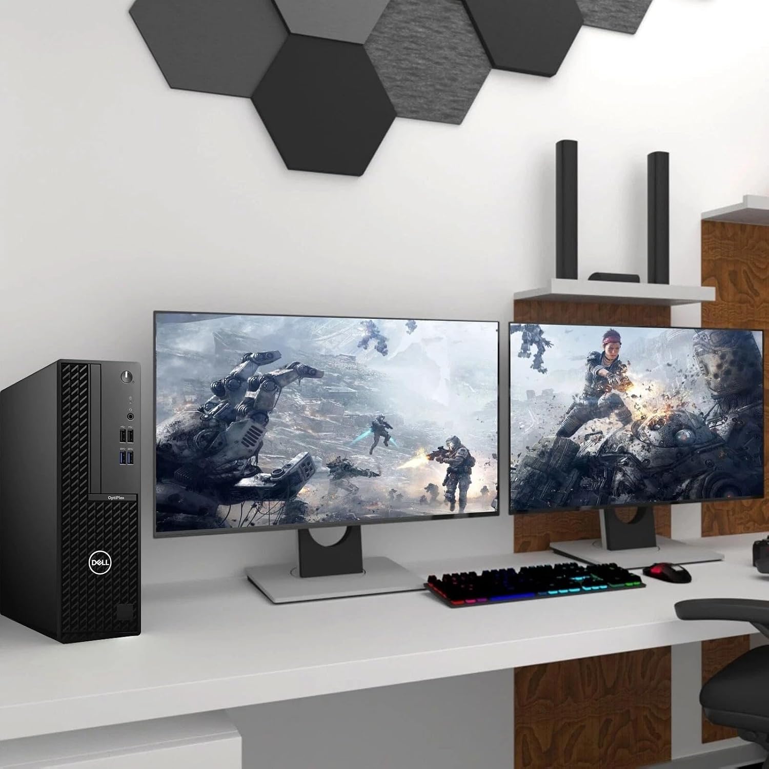 Dell OptiPlex Gaming Desktop PC SFF | Intel Core i5-10500 10th Gen | 16GB RAM | 512GB SSD | 24' Monitor | GeForce GT 1030 | WiFi | RGB Keyboard and Mouse | Gaming Computer | Windows 11 Pro (Renewed)