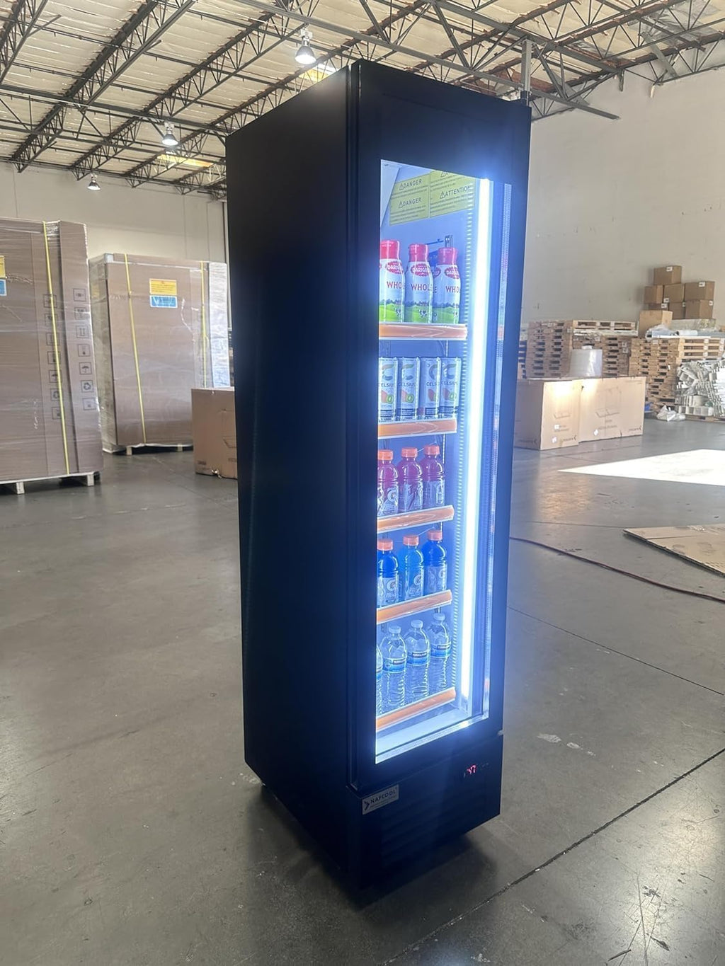 Commercial Beverage Refrigerator Display Fridge,Slim Single Glass Door Merchandiser Drink Cooler with LED Light Adjustable Shelves,ETL Sanitation,6 Cu Ft,16.15' Wide