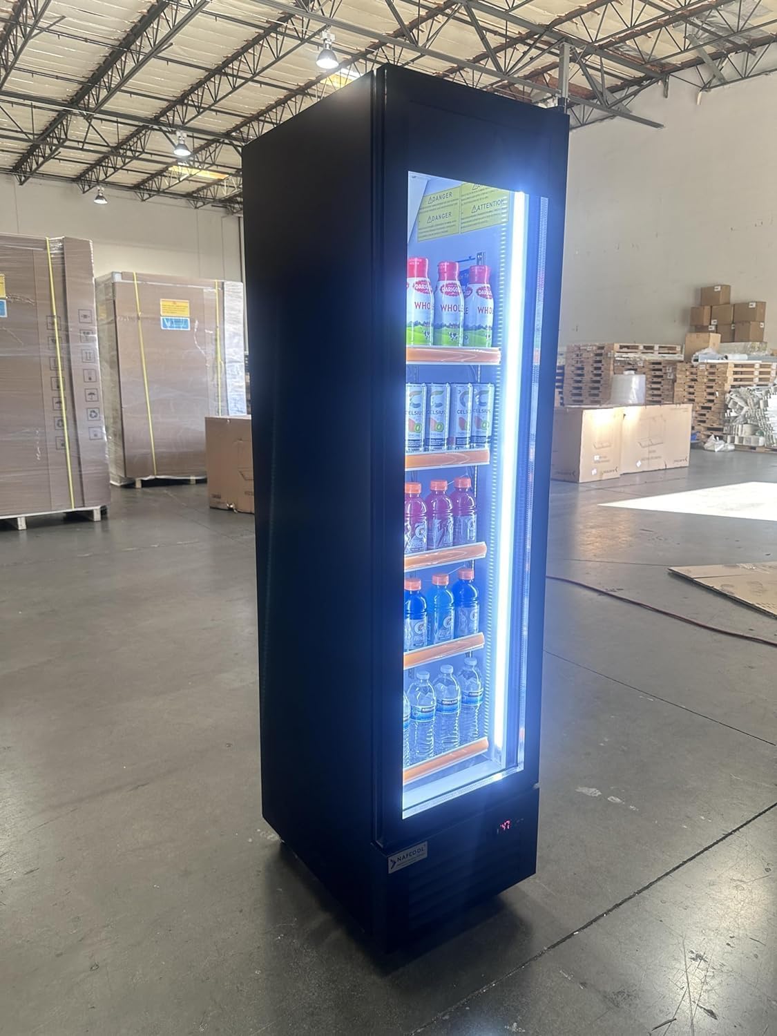 Commercial Beverage Refrigerator Display Fridge,Slim Single Glass Door Merchandiser Drink Cooler with LED Light Adjustable Shelves,ETL Sanitation,6 Cu Ft,16.15' Wide