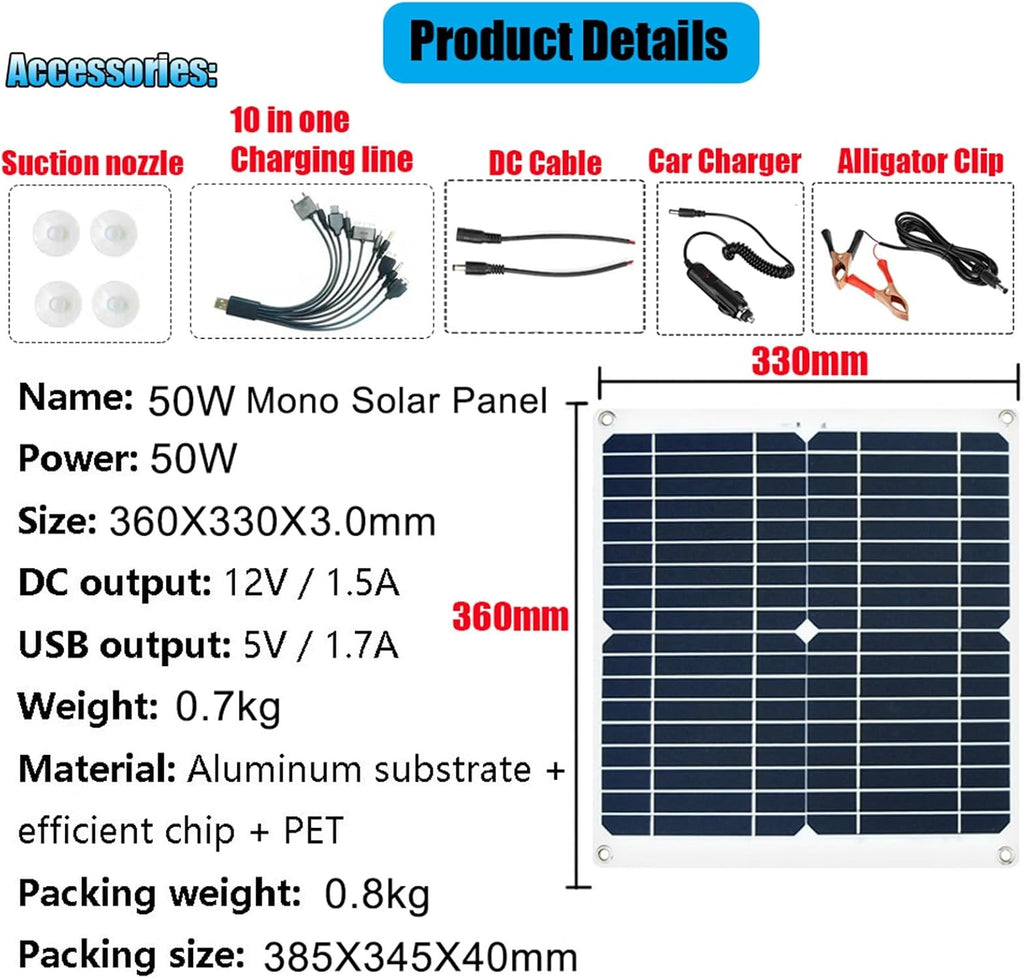 3000W Solar Panel Kit with 50A Controller & 50W 12V Solar Panel, 12V to 110V/220V Inverter, Home Solar Generator System for Off-Grid Power (Yellow)