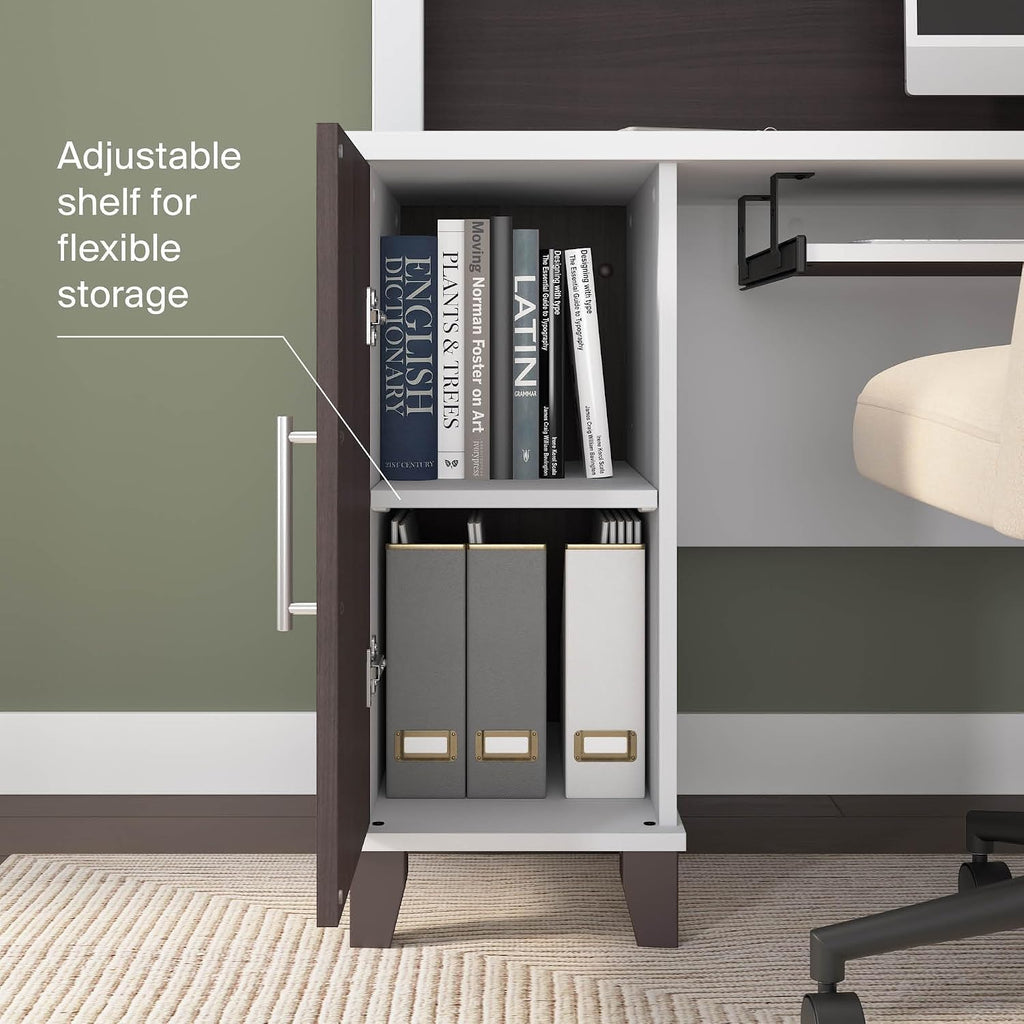 Bush Home 72-Inch L-Shaped Desk with Hutch, Corner Computer Office Desk with File and Box Drawers, Shelves and Storage Cabinet, Home Office Workstation, Somerset Collection, Storm Gray and White
