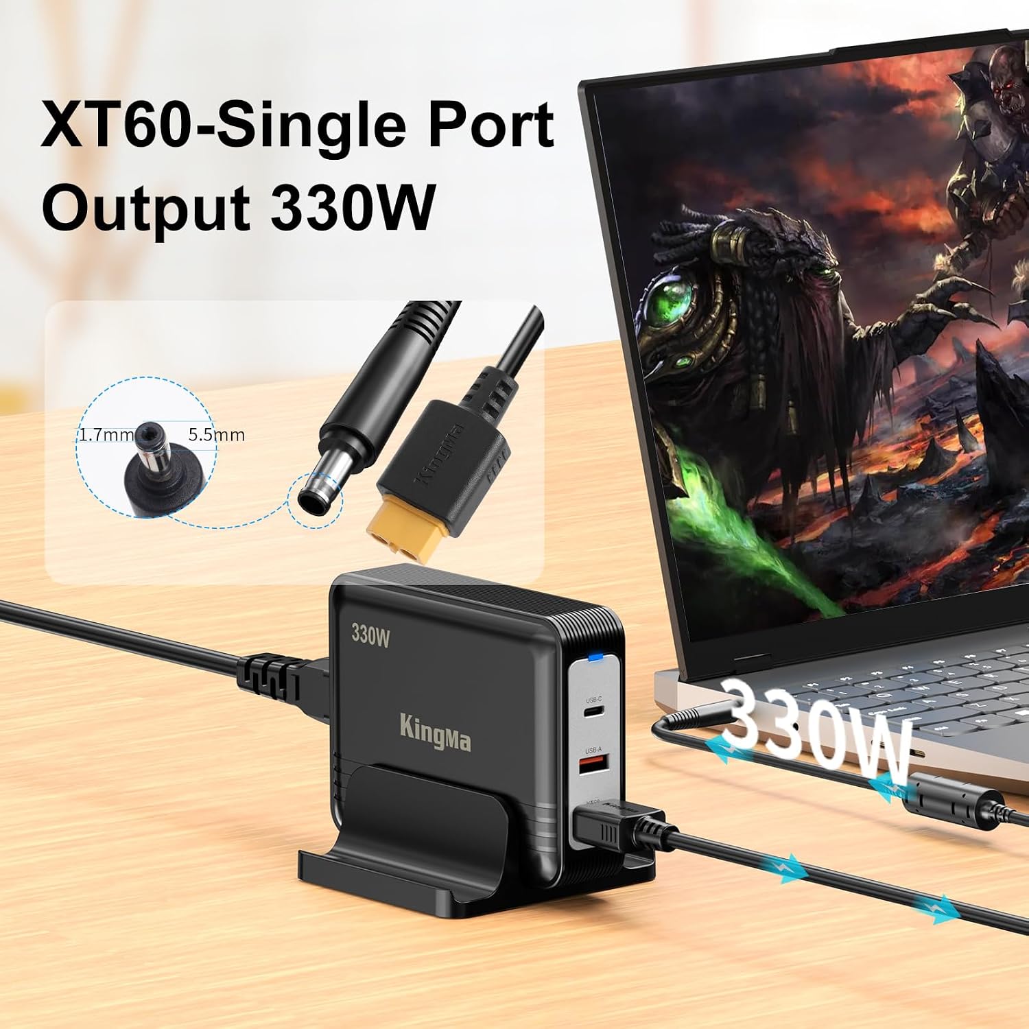 330W (20V/16.5A) GaN Laptop Charger for Acer Predator, PD 3.0 Fast Charging Adapter for Gaming & Engineering Laptops with 55-17mm Cable Compatible with Predator Helios 300/500 Nitro 5/16 PH317-55