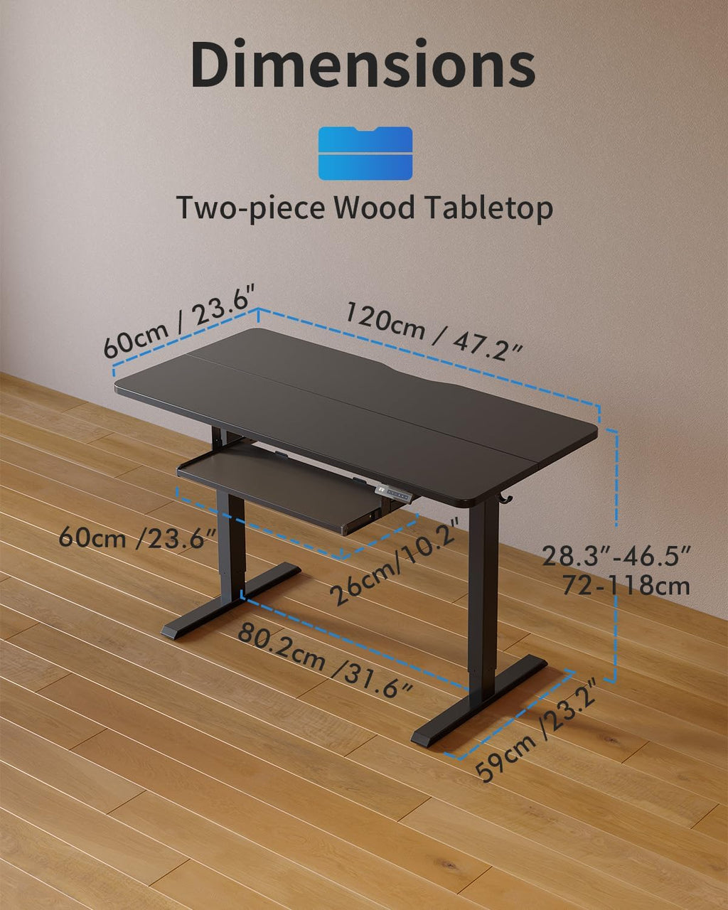 FEZIBO Standing Desk with Keyboard Tray, 48 x 24 Inch Adjustable Height Sit Stand Desk with Memory Presets for Home Office, Ergonomic Computer Workstation, Black