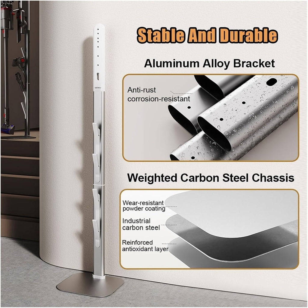 Aluminum Vacuum Cleaner Stand, Compatible For Dyson V10 V11 V15 V12 Slim G5 - No Punching Storage Bracket With Accessories Holder | Heavy-Duty Support Rack
