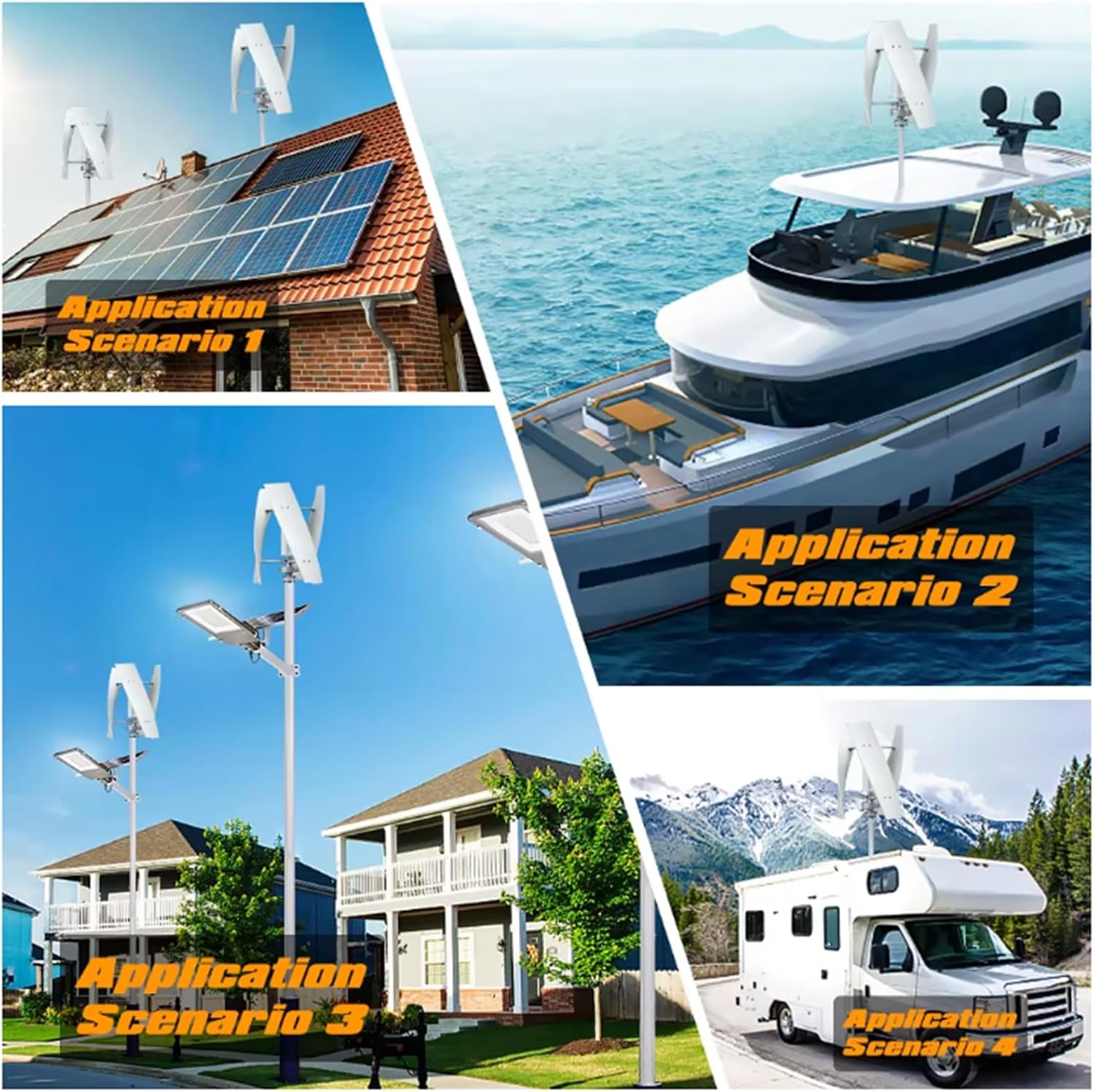 1000W-3000W Wind Turbine Generator Kit,12V 24V 48V Free Energy Wind Turbine Power Inverter Output for Farm Or Boats, Gazebos, Chalets, Or Mobile Homes