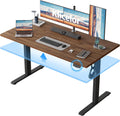Klicelor 55 Inch Large Electric Standing Desk, Height Adjustable Office Desk, Sit Stand Up Computer Gaming Desk with Memory Preset, Two-Piece Desktop, Dark Walnut