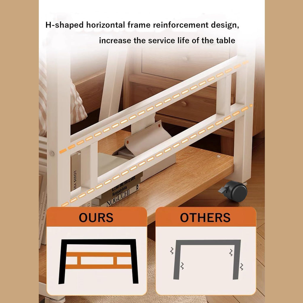 47.2 Inch Compact Rolling Computer Desk with Tier Worktable & Lockable Wheels, Small Computer Desk, Small Desk for Bedroom, Mobile Writing Workstation Easy Assembly for Home Office Small Spaces