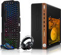 HP Half Dark Gaming PC Desktop Computer – AMD Pro A10-9700,RX 550 Graphics,16GB RAM,512GB SSD,RGB Keyboard with AI Copilot,Mouse,WiFi,RGB Headphone,Windows 11(Renewed)