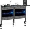 VIVO Steel Triple Clamp 47 x 31 inch Desk Pegboard System with 2 Monitor Mounts and Storage Shelf, Fits up to 32 inch Screens, Office Accessory Organizer, Black, PP-DK48SB