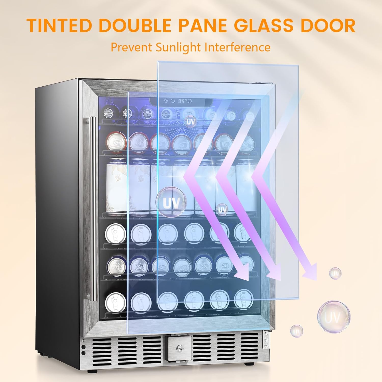 COWSAR 24 Inch Wine Cooler, 46 Bottles Commercial Wine Fridge, Tall Freestanding/Built-in Beverage Refrigerator Drink Fridge with Dual-Layer Digital Temp Control Glass Door, Removable Wooden Shelves