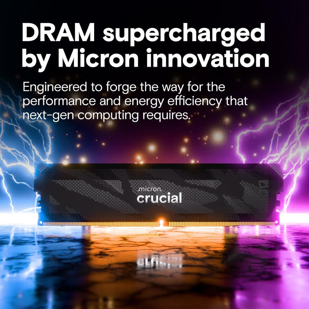Crucial Pro DDR5 RAM 32GB Kit (2x16GB), 6400MHz CL32, Overclocking Desktop Gaming Memory, Intel XMP 3.0 & AMD Expo Compatible, Black - CP2K16G64C32U5B