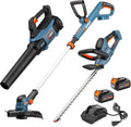 SENIX X2 20 Volt Max* 3-Piece Cordless Power Tool Combo Kit with Battery Powered 10' String Trimmer, Variable Speed Leaf Blower, 21' Hedge Trimmer, Includes 2 Batteries & Battery Charger (S2K3B2-01)