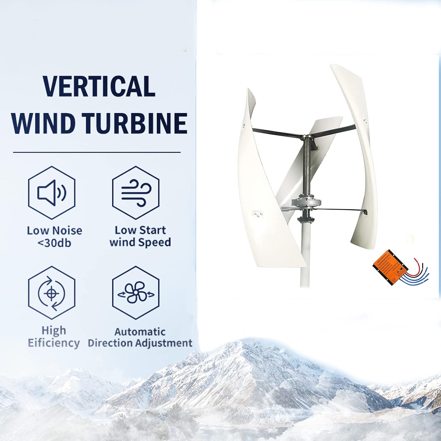 White Vertical Wind Turbines Generator,3000W with Controller Vertical Axis Wind Turbine for Home Wind (12V 24V 48V 220V Optional)