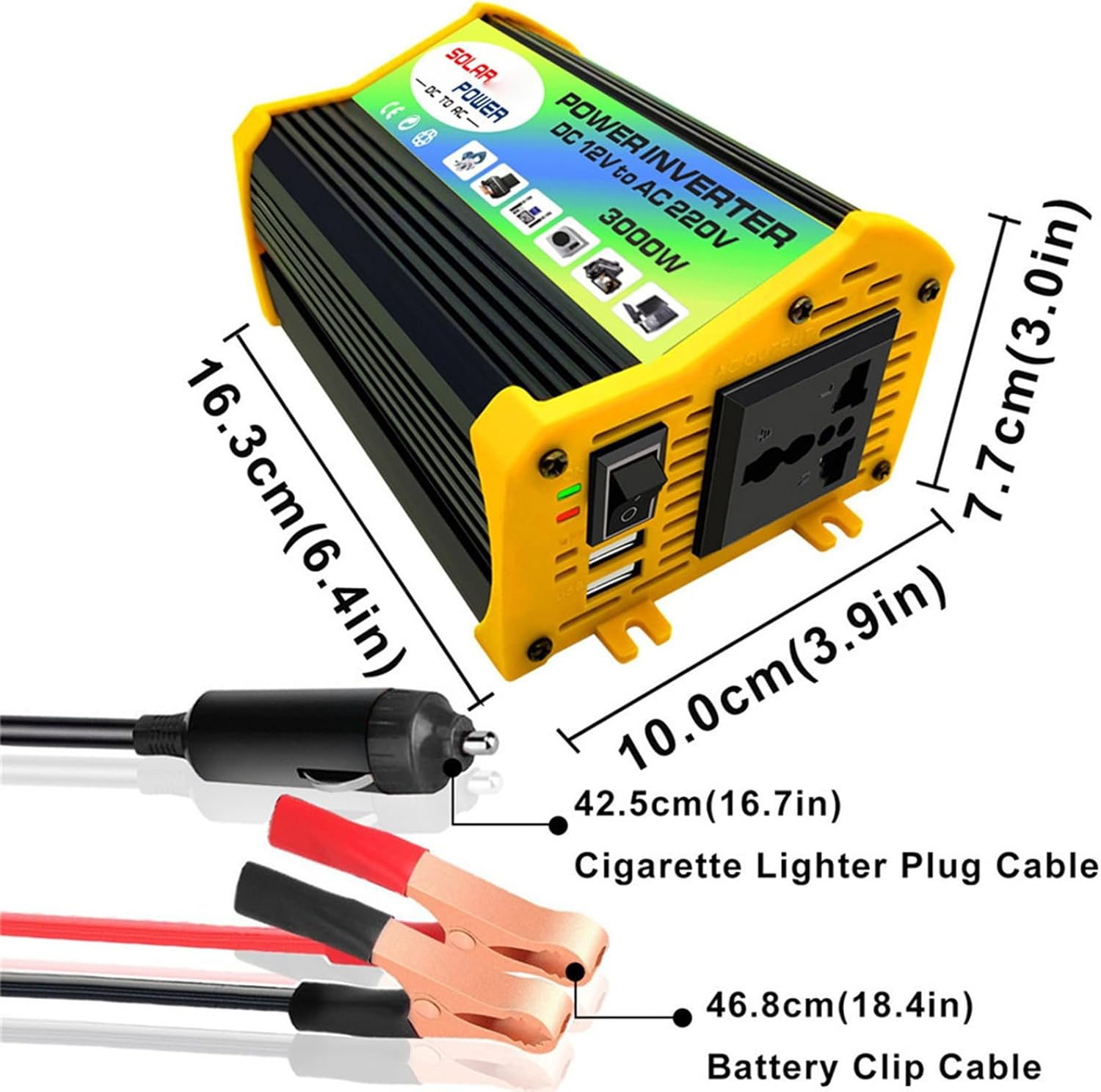 3000W Solar Generator Kit 12V to 110V/220V Intelligent Charging and Discharging Solar Inverter Generator Home Grid System 30A Controller + 18w18v Solar Panel (Color : Black, Size : 12V-110V)