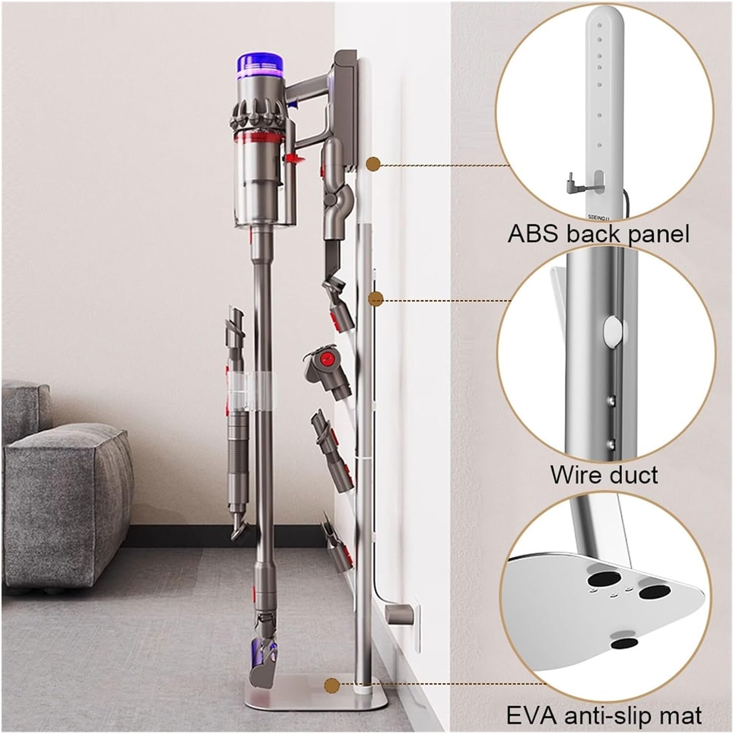 Aluminum Vacuum Cleaner Stand, Compatible For Dyson V10 V11 V15 V12 Slim G5 - No Punching Storage Bracket With Accessories Holder | Heavy-Duty Support Rack