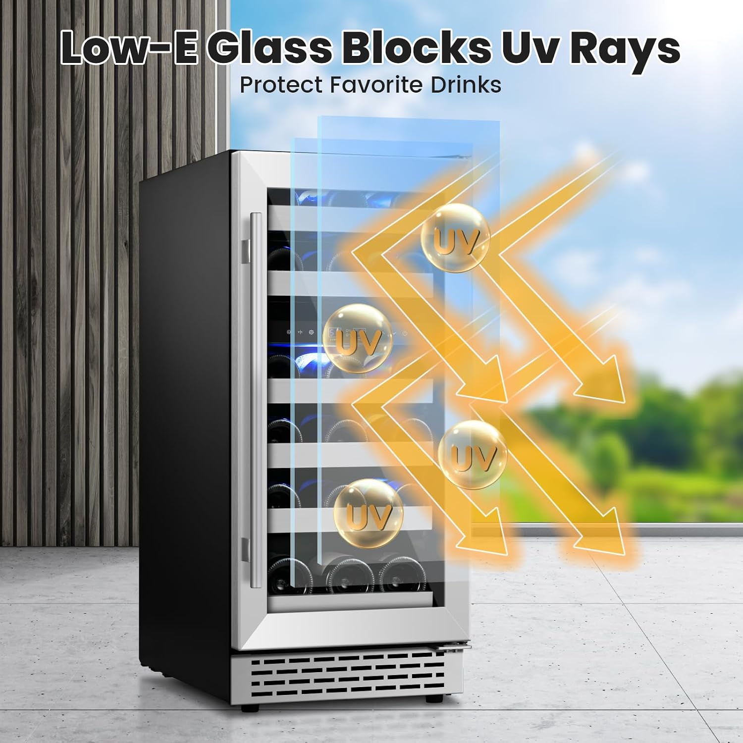 Wine Fridge Freestanding,15 Inch Wine Cooler Under Counter,28 Bottle Built-in Dual Zone Wine Refrigerator with Stainless Steel Reversible Door for Home and Kitchen