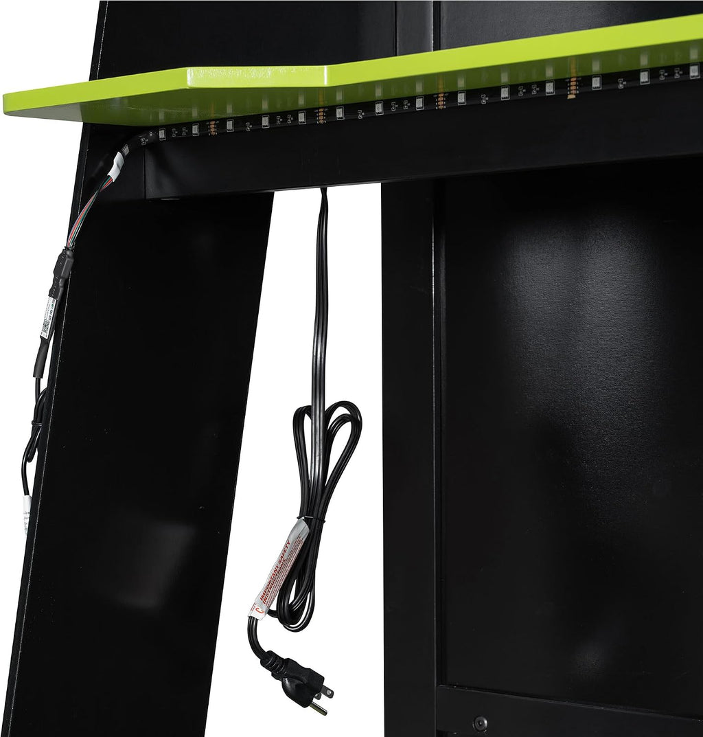 Virubi Twin Gaming Loft Bed with Desk and Storage Shelves & LED RGB Light, Gaming Bed Frame with Storage Shelves,Ladder and Guardrail for Teens Adults (Green,Twin)
