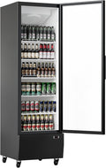 IDEALHOUSE Commercial Merchandiser Refrigerator, 13.4 Cu.Ft, Glass Door, Beverage Cooler, 5 Adjustable Shelves, Bar Fridge, Commercial Display, Large Capacity, Black, For Restaurant, Store, Bar