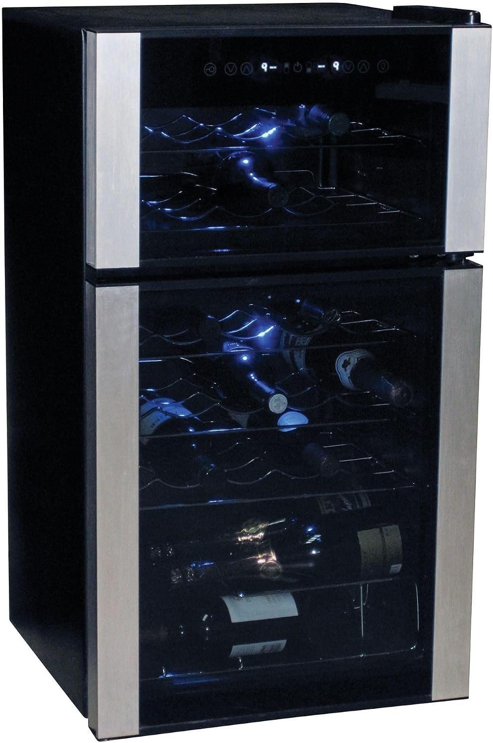 Koolatron 29 Bottle Dual Zone Wine Cooler, Black, 3 cu ft (86L) Compressor Wine Fridge, Freestanding Wine Cellar, Red, White, Sparkling Wine Storage in Home Bar, Kitchen, Apartment, Condo