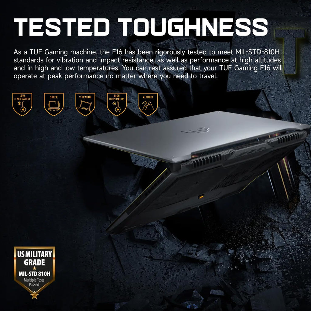 ASUS TUF F16 RTX 4050 Pro Gaming Laptop, 16' FHD+ 144Hz, Intel Core 5 210H(Beats Intel i5-14500), NVIDIA RTX 4050, 16GB DDR5 RAM, 1TB SSD, RGB Backlit KB, Bundle with PCO Laptop Cooler