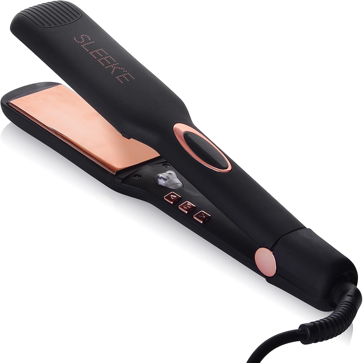 Sleek'e Hair Infrared 2' Wide Flat Iron Professional Ceramic Tourmaline-Infused Titanium Straightener (2inch, Black and Rose Gold)