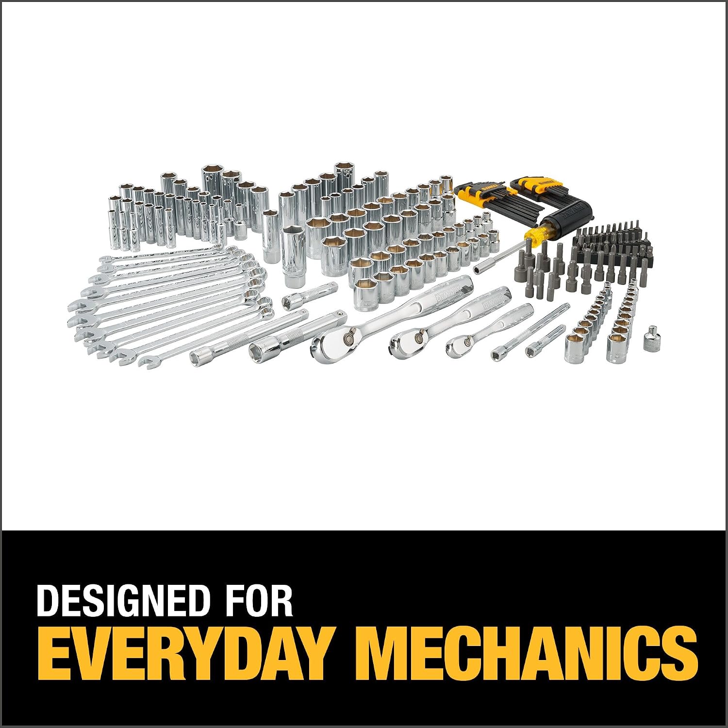DEWALT Mechanics Tool Set, 1/4' & 3/8' & 1/2' Drive, SAE/Metric, 205-piece (DWMT81534)