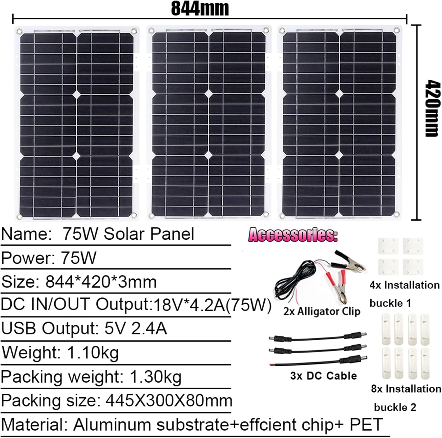 3000W Solar Generator Kit - 12V to 110V/220V Inverter, 75W Folding Solar Panel, 50A Controller, Portable Home Solar Power System for Off-Grid Use (Yellow)