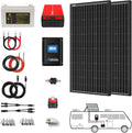200 Watt (2pcs 100W Mono) Solar Panel Kit + 1500 Watt Power Inverter + Gel Battery Bank for RV, Boat, Cabin, Off-Grid 12 Volt Battery System