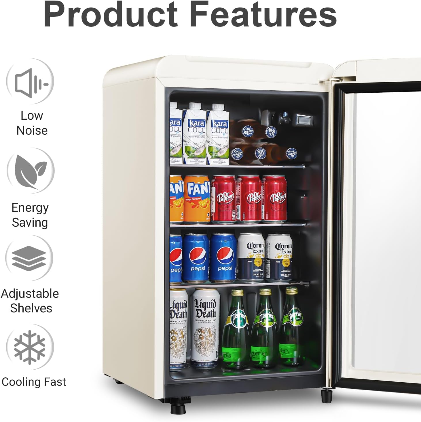 HAILANG Retro Beverage Refrigerator Cooler, 3.2 Cu.ft Mini Fridge with Glass Door for Soda Beer Wine, Beverage Cooler Prefect for Home, Bar
