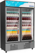 ROVSUN 35 Cu.Ft Commercial Refrigerator Display Refrigerator ETL NSF Certified, Commercial Beverage Cooler Glass Door Merchandiser Drink Fridge w/Adjustable Shelves LED Light for Bar Restaurant